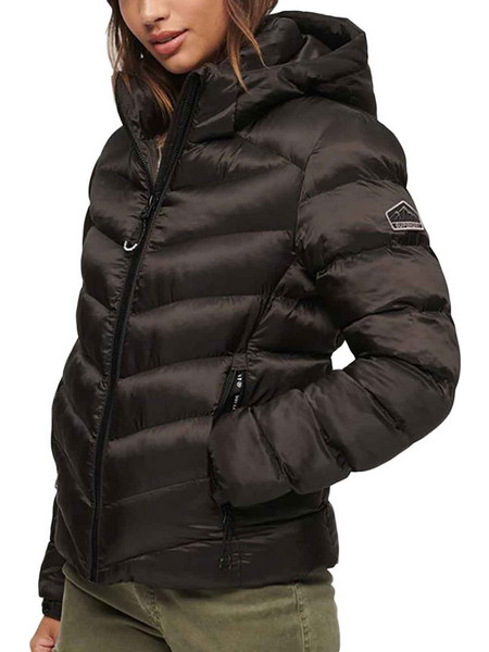 Superdry Γυναικείο Μπουφάν Χειμωνιάτικο Puffer Κοντό Μαύρο W5011593A-8PZ