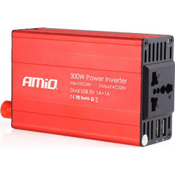 Amio - INVERTER 24-230V max300W-peak600W ME 2 USB - 1 ΤΕΜ. (02471/AM)