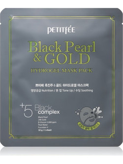 Petitfee Black Pearl & Gold Hydrogel Sheet Μάσκα Προσώπου για Ενυδάτωση & Λάμψη με Πράσινο Τσάι 32gr