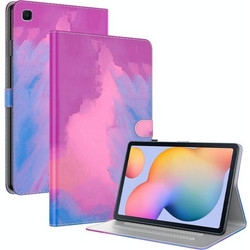 For Samsung Galaxy Tab S5e/T720/T725 Watercolor Pattern Flip Leather Tablet Case(Purple Red) (OEM)
