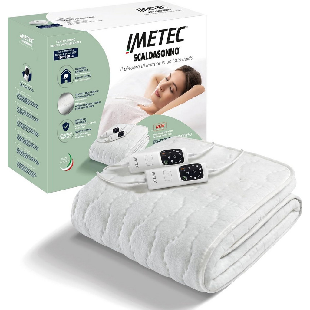 Imetec 16965 Adapto Recreo Ηλεκτρικό Διπλό Υπόστρωμα Πλενόμενο Λευκό 160x150cm | BestPrice.gr