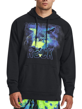 Under Armour Project Rock Heavyweight Terry Hoodie Ανδρικό Αθλητικό Φούτερ με Κουκούλα Μαύρο 1380152-001