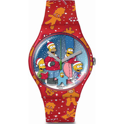 Swatch The Simpsons Γυναικείο Ρολόι με Κόκκινο Καουτσούκ Λουράκι SUOZ361
