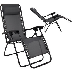 Woodwell Super Relax Ξαπλώστρα Πολυθρόνα Παραλίας Μεταλλική Πτυσσόμενη με Μαξιλάρι Ανθρακί Ε618