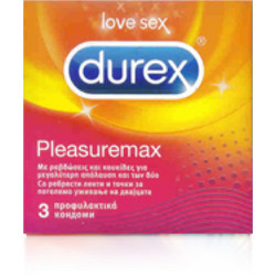 Durex Pleasuremax Προφυλακτικά με Ραβδώσεις & Λιπαντικό 3τμχ