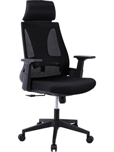 Woodwell BF8750 Καρέκλα Γραφείου με Προσκέφαλο Στήριξη Μέσης Ανάκλιση και Ρυθμιζόμενα Μπράτσα Μαύρη EO608,1