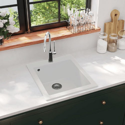 vidaXL 141674 Ένθετος Νεροχύτης Γρανίτη Λευκός 42.5x50cm