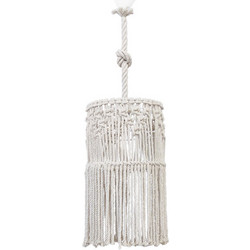 Heronia Lighting MAC-01 Κρεμαστό Φωτιστικό Οροφής με Σχοινί Μονόφωτο Λευκό Φ30cm 31-1060