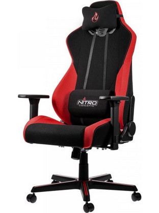 Nitro Concepts S300 Καρέκλα Gaming Υφασμάτινη με Ρυθμιζόμενα Μπράτσα Μαύρη Κόκκινη NC-S300-BR