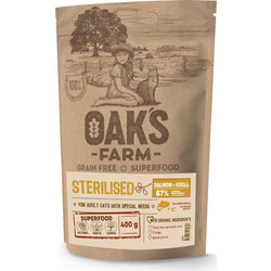 Oak's Farm Grain Free Adult Sterilised Salmon & Krill 400gr