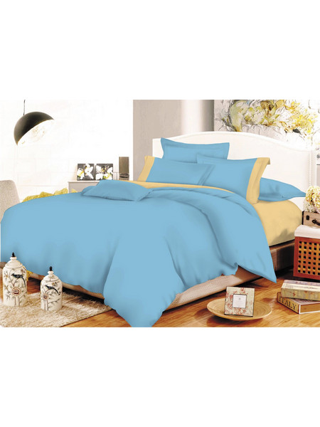 Komvos Σετ Σεντόνια Υπέρδιπλα με Λάστιχο 170x200+20 Light Blue-Beige
