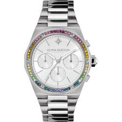 Olivia Burton Hexa Γυναικείο Ρολόι Χρονογράφος με Ασημί Μεταλλικό Μπρασελέ 24000101