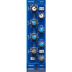 512 V2 Παραμετρικό EQ τεσσάρων περιοχών. Bass (20 Hz to 400 Hz) Lo Mid (100 Hz to 2 kHz) Hi Mid (400 Hz to 8 kHz) and Treble (1 kHz to 20 kHz)