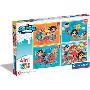 Παιδικό Puzzle Clementoni Supercolor DC Comics Super Friends 4 in 1 12 + 16 + 20 + 24 Κομμάτια