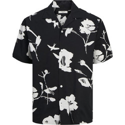 Jack & Jones Ανδρικό Πουκάμισο Βαμβακερό Φλοράλ Κοντομάνικο Κανονική Γραμμή Μαύρο Πολύχρωμο 12227632