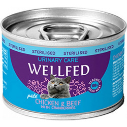 Wellfed Sterilised Adult Urinary Care Pate with Chicken, Beef & Cranberries 200gr