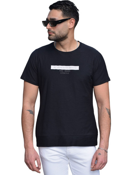 Ανδρικό T-Shirt ,ημίστενη γραμμή ,χρώμα μαύρο (κωδ.TS28)