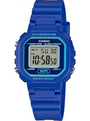 Casio Ψηφιακό Γυναικείο Ρολόι Χρονογράφος με Μπλε Καουτσούκ Λουράκι LA-20WH-2AEF