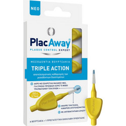 Plac Away Triple Action Μεσοδόντια Βουρτσάκια 0.7mm Κίτρινα 6τμχ