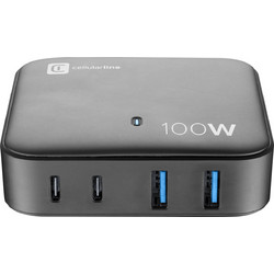 Cellular Line Φορτιστής Χωρίς Καλώδιο με 2 Θύρες USB-A & 2 Θύρες USB-C 100W Power Delivery Black