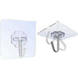 TIPA Self Adhesive Hooks Waterproof and Oilproof 6x6cm, Max 10kg, Transparent (Pack of 10)