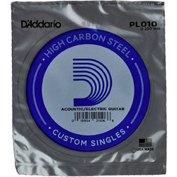 D'Addario PL010 Χορδή Ηλεκτρικής / Ακουστικής Κιθάρας Plain Steel 10"