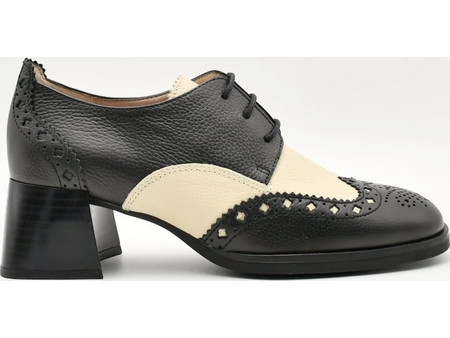 Derbies παπούτσια με τακούνι Γυναικεία Hispanitas CHI243579 Milan σε δέρμα μαύρο με μπεζ
