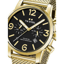 TW Steel Ανδρικό Ρολόι Χρονογράφος με Χρυσό Μεταλλικό Μπρασελέ MB24