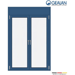 Δίφυλλη μπαλκονόπορτα 170x225 με σίτα και ρολό Gealan Linear Μπλε