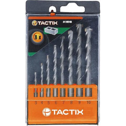 Tactix Τρυπάνια Δομικών Υλικών Σετ 8 Τμχ, Σε Πλαστική Κασετίνα 3 - 10mm (410548)