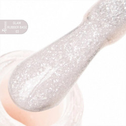Alezori Glam 03 Rubber Base Glitter Ημιμόνιμο Βερνίκι Νυχιών