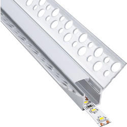 GLOBOSTAR(R) ALP-PLASTERIN GYPSO 70836-3M Χωνευτό Προφίλ Αλουμινίου Ειδικό για Εσωτερική Γωνία Γυψοσανίδας με Λευκό Γαλακτερό Πατητό Κάλυμμα για Ταινίες LED IP20 - Ασημί + Λευκό - Μ300 x Π3.1 x Υ1.3cm
