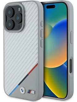 BMW M Carbon Tricolor Line MagSafe - θήκη για Apple iPhone 16 Pro - Γκρι