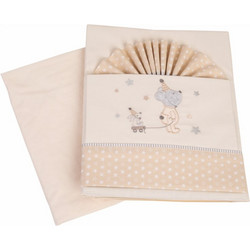 Kipper Flamingo Friends Σετ Βρεφικά Σεντόνια Κούνιας Βαμβακερά 120x180 Beige