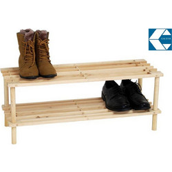 Παπουτσοθήκη Ξύλινη 2 ράφια Φυσικό 63x26x29cm Galifas 321445 - Galifas