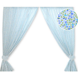 Curtains for baby room- Hanging Hearts blue flowers