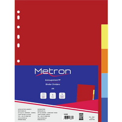 METRON ΔΙΑΧΩΡΙΣΤΙΚΑ Α4 5 ΧΡΩΜΑΤΩΝ ΠΛΑΣΤΙΚΑ
