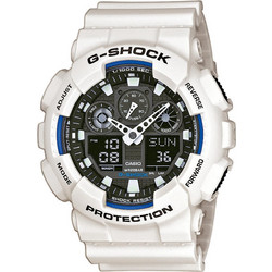Casio G-Shock Ανδρικό Ρολόι Χρονογράφος με Λευκό Καουτσούκ Λουράκι GA-100B-7AER