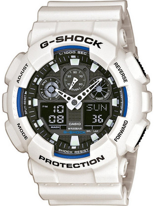 Casio G-Shock Ανδρικό Ρολόι Χρονογράφος με Λευκό Καουτσούκ Λουράκι GA-100B-7AER