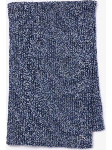 Lacoste unisex μάλλινο κασκόλ ribbed με κεντημένο λογότυπο - RE4736-00 Μπλε Σκούρο