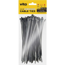 Δεματικά καλωδίων 3.6x150mm Μαύρο 100 τεμάχια 7100280 VITO
