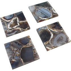 Artekko Agate Σουβέρ από Αχάτη Μαύρο (10x10x1.1)cm Σετ/4