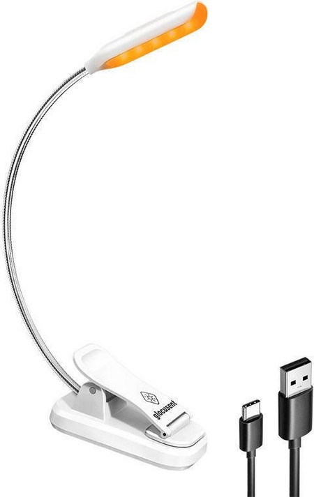 Glocusent Wireless lamp Mini clip-on book light, USB-C White - (GLCSNTBL105W)
