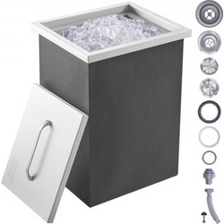 VEVOR Drop in Ice Chest, 14"L x 12"Π x 18"H Ψύκτη από ανοξείδωτο ατσάλι, Επαγγελματικός Κάδος πάγου με κάλυμμα, 40 qt εξωτερικής κουζίνας Ice Bar, σωλήνας αποστράγγισης και βύσμα αποστράγγισης, για Co