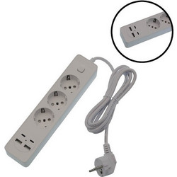 Πολύμπριζο 3 Θέσεων με διακόπτη 2 θύρες USB 2 θύρες TYPE-C με καλώδιο 2μ. OG2203