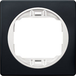 EON E6801.E10 One-gang frame 80x80, soft-touch black with white holder
