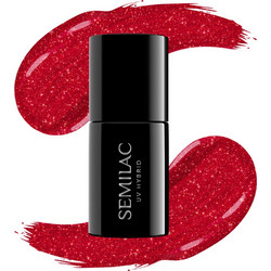 Semilac UV Hybrid 025 Red Glitter Ημιμόνιμο Βερνίκι Νυχιών 7ml