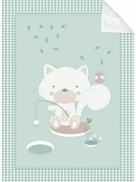 KikkaBoo Polar Fisher Κουβέρτα Κούνιας Βελουτέ 110x140 Πράσινη Mint