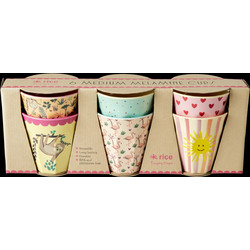 Rice - Medium Melamine Cups 6 Pcs - Funky Print Multi