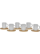Φλυτζάνια Espresso Με Πιατάκια Cactus (Σετ 12Τμχ) 030001 180ml 32x28x7cm White-Natural Πορσελάνη,Bamboo